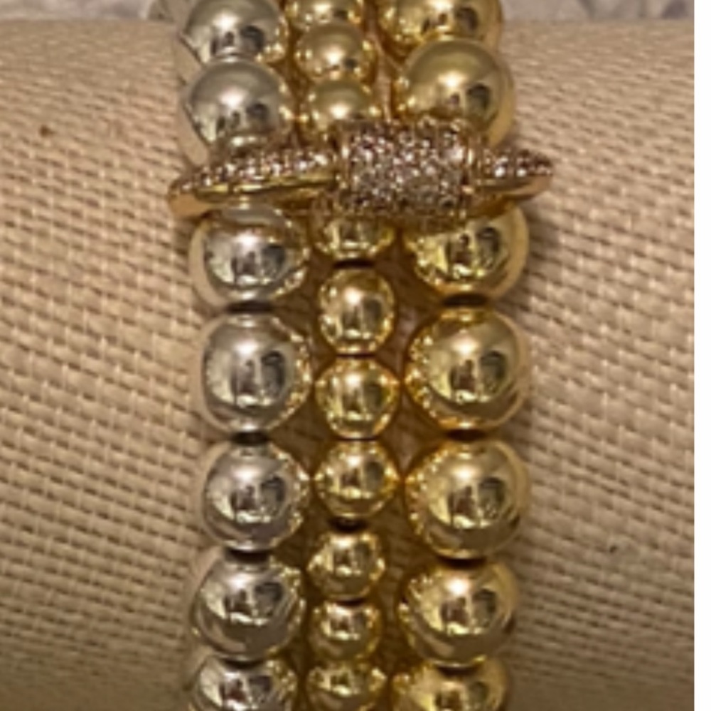 Ria’s Beaded Blessings Hematite beads with diamond center latch